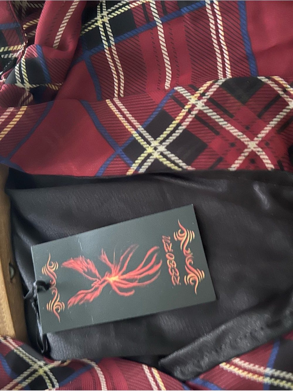 Burgundy Plaid Wrap Mini Dress - Picture 8 of 8